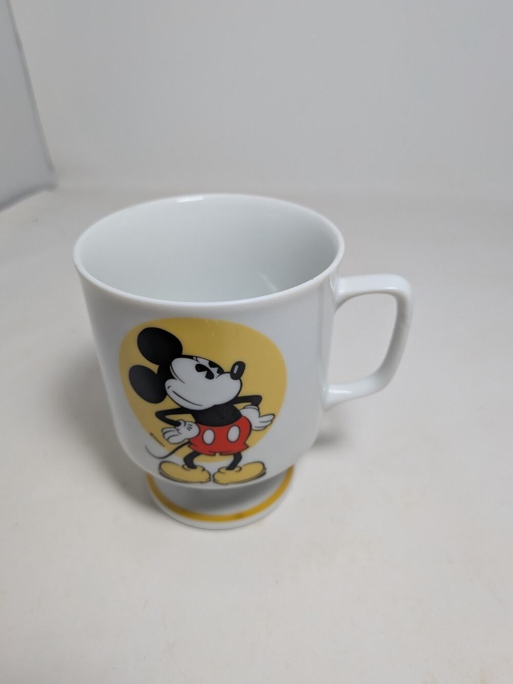 1970s Mickey Mouse Walt Disney Productions Pedestal Footed White Coffee Mug Cup
